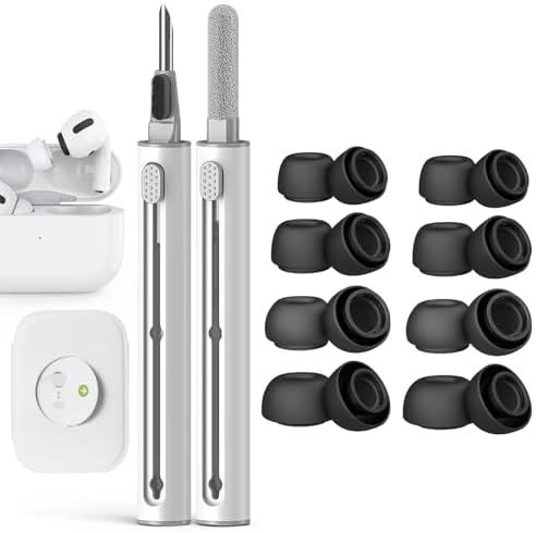 Advanced Comfort Silicone Ear Tips for Air Pods Pro (1 st & 2 nd Gen) – 8-Pair Set with Noise Reduction Technology, Built-in Dust Protection, and USB-C Charging Case – Includes Essential Cleaning Kit for Optimal Performance – Available in Four Sizes for Customizable Fit and Superior Sound Quality