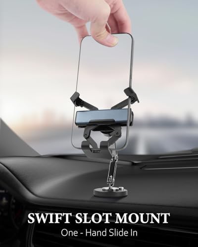 Revolutionary Gravity Lock Dual Arm Car Phone Mount – 360° Adjustable Smartphone Holder for Dashboard, Windshield & Seat | Universal Fit for 4.7-7.2″ Devices with Enhanced Silicone Grip for Superior Stability and Protection