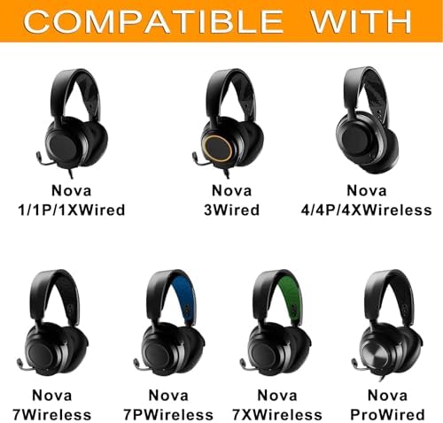 Upgrade Your Gaming Experience with Premium Arctis Nova Pro Wired Earpads – Extra Bass Noise-Cancelling Cushions for Steel Series Models 1, 3, 7 & Nova Pro Wired – Breathable Fabric for Ultimate Comfort and Sound Isolation – Easy Install Replacement Earpads – Not for Wireless Models
