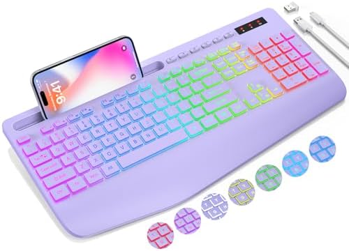 SABLUTE Ergonomic Large Print Wired Keyboard with Wrist Rest & Phone Holder – Perfect for Enhanced Visibility and Comfort in Windows, Desktop & Laptop Use – Eye-Catching Yellow Design for Effortless Typing Experience