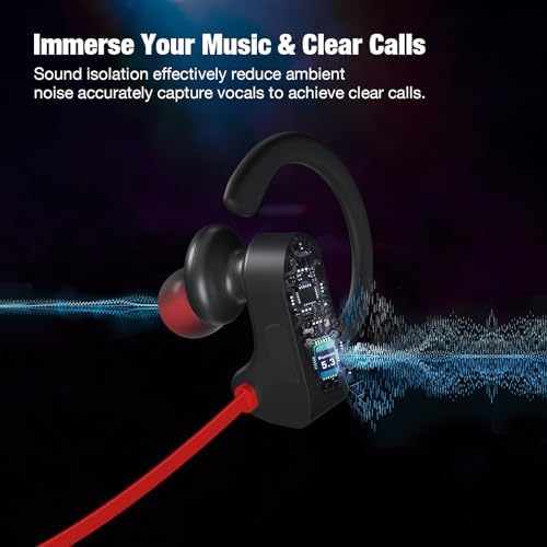 Elevate Your Active Lifestyle with IPX7 Waterproof Bluetooth Wireless Earbuds – 16-Hour Playtime, Exceptional Sound Isolation & Built-in Mic for Effortless Hands-Free Calls – Ideal for Gym, Running, and Outdoor Adventures