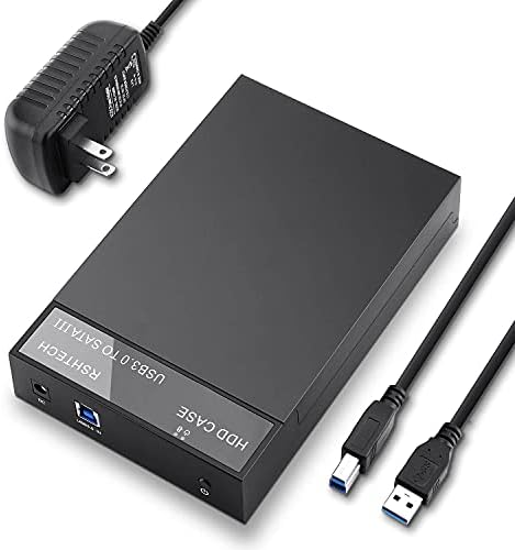RSHTECH USB 3.0 to SATA External Hard Drive Docking Station – 3.5-Inch HDD/SSD Enclosure with UASP Support for Lightning-Fast Transfers up to 16 TB – Sleek Black Design for Effortless Data Backup and Expansion
