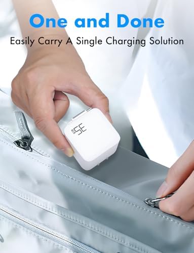 Portable USB C Retractable Charger – 35 W Ga N Fast Charging Adapter with Type C Cable for i Phone 16/15 Pro Max, i Pad, Galaxy, and Pixel – Compact Foldable Wall Charger for Effortless Travel and Enhanced Device Compatibility