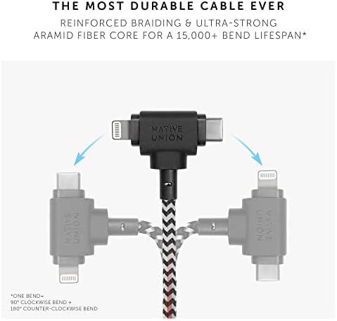 Native Union Belt Cable Duo – 5 ft Eco-Conscious Braided 2-in-1 Charging Cable with MFi Certified Lightning & Type-C Connectors – Durable, Versatile, and Perfect for Multi-Device Charging on the Go