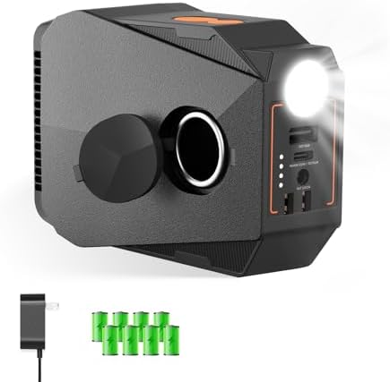 Ultimate 51.2 Wh Portable Power Station with 12 V 10 A Cigarette Lighter Outlet – Fast 36 W Charging Hub for SUP Paddle Pumps, Emergency Backup, and Home Use – Integrated LED Safety Light, Rugged Design for Outdoor Adventures and Multi-Device Charging Solutions