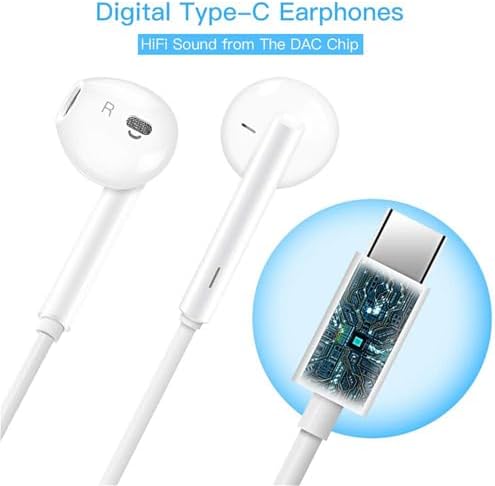 Elevate Your Audio Experience with Dual Pack Hi-Fi USB C Earbuds – Lightweight Stereo Headphones with Integrated Microphone & Volume Control for i Phone 16/15, Galaxy S23/S22/S21/S20/Ultra, and Google Pixel Devices – Ergonomic Comfort and Superior Sound Quality for Everyday Listening