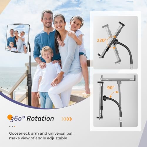 Aureday 67” Adjustable Tripod Stand for Tablets and Smartphones – Versatile Holder for i Pad Mini/Air/Pro, Kindle, Switch, and More – Perfect for Streaming, Video Conferencing, and Content Creation with Enhanced Stability and Portability