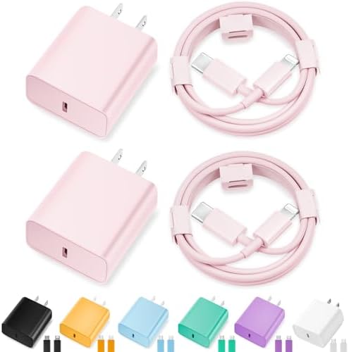 Ultimate 20 W Fast Charging i Phone Charger Set – MFi Certified 2-Pack with 6 FT USB-C to Lightning Cable for Rapid Power Delivery – Ideal for i Phone 14/13/12/11 Pro Max, XS Max, XR, i Pad – Compact, Durable Design for Home, Office & Travel Convenience – Get Charged Faster with Enhanced Compatibility and Performance