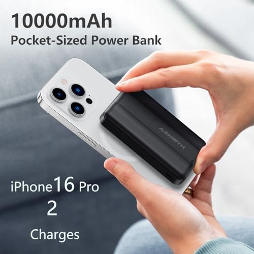 Azmuth Slim Magnetic Power Bank – 10,000 m Ah Wireless Charger with 22.5 W Fast Charging & Digital Display, Perfect for Mag Safe i Phone 16/15/14/13/12 Series – Lightweight, Portable Battery Pack for Seamless Charging on the Go