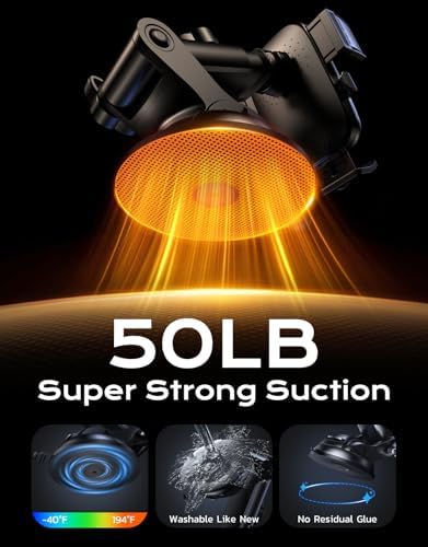 Fast Charge Wireless Car Phone Mount – 15 W High-Speed Charger with Enhanced Suction for Dashboard & Windshield – Perfect for i Phone 16/15/14 Pro Max & Galaxy S25/S24 Ultra – Ultimate Driving Convenience & Adjustable Viewing Angle