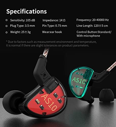 KZ AS10 Professional In-Ear Monitors with 5 Balanced Armature Drivers – Premium Noise Cancelling Headphones for Musicians, Singers, and Audio Lovers – Detachable 2 Pin Cable for Enhanced Durability – Stylish Cyan Design for Comfort and Performance