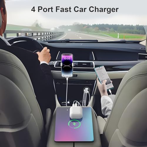 78 W 4-Port 12 V USB Car Charger – Super Fast Dual PD3.0 & QC3.0 Charging for Cars, Boats, and RVs – Waterproof Multi-Device USB Outlet for Quick Connectivity on the Go – Ideal Cigarette Lighter Replacement for All Adventures