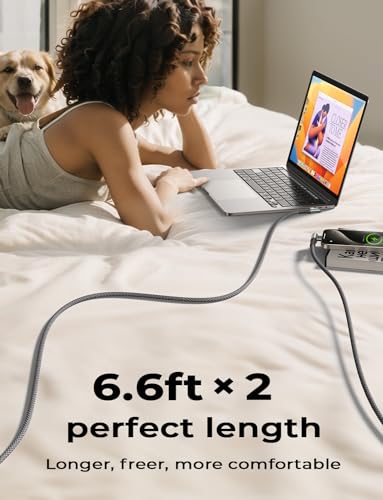 Optimize your charging setup with the AINOPE 240 W USB C to USB C Cable, a 6-foot powerhouse engineered for ultimate speed and flexibility. Featuring a right-angle connector, this fast charging cable is perfect for gaming or multitasking without the clutter of tangled cords. Compatible with the latest devices, including i Phone 16 Pro Max, i Phone 15, Mac Book Air/Pro, i Pad Pro, Samsung Galaxy, and Pixel, it delivers an impressive 240 W power output for rapid charging. The dual-pack offers exceptional value, ensuring you have a reliable charging solution wherever you go. Built with premium materials for durability, the sleek grey and blue design enhances your tech aesthetic while providing long-lasting performance. Elevate your device charging experience with this versatile cable, designed for both home and office use, while ensuring seamless connectivity across all your electronics.