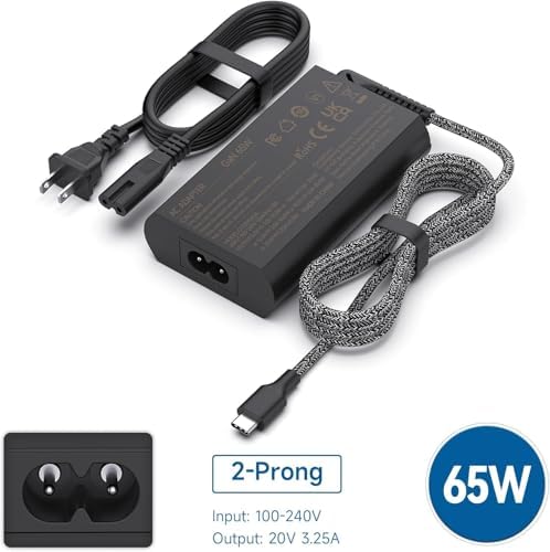 Lenovo 65 W Ga N USB-C Laptop Charger – High-Speed AC Adapter for Think Pad, Yoga, and Chromebook Series – Ultimate Safety Features for Rapid Charging – Versatile Compatibility with Multiple Models – CE/FCC/Ro HS Certified – 12-Month Warranty with 24/7 Customer Support for Peace of Mind