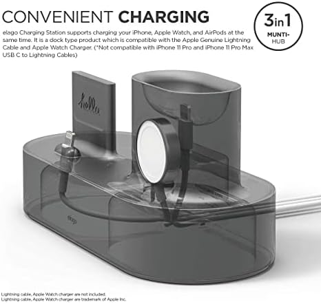 elago 3 in 1 Charging Station for Apple Devices – All-in-One Dock for i Phone, Apple Watch Series 10/9/8/7/6/5/4/3/2/1/SE, and Air Pods Pro/3/2/1 – Sleek, Space-Saving Design with Enhanced Speed and Compatibility (Original Cables Required) – Perfect for Home or Office Use