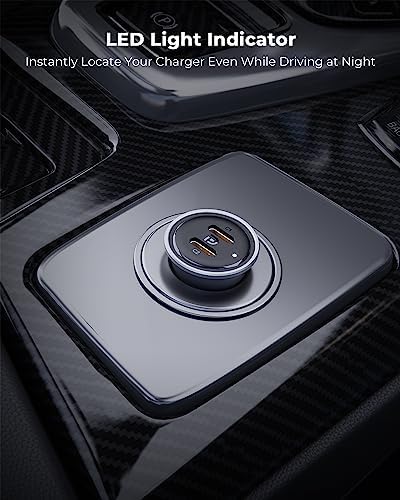 VOLTME 30 W USB C PD 3.0 Car Charger – Fast Charging Dual Port Adapter for i Phone 14/13/12/11 Pro Max, Samsung Galaxy S23/S22/S21, and More – Sleek Navy Blue Design for Universal Compatibility and Efficient Power Delivery on the Go