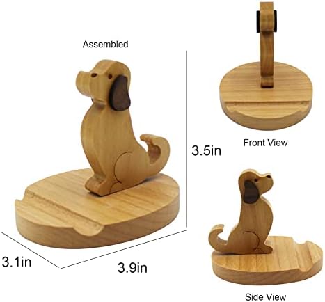 Whimsical Dog-Themed Wooden Phone Stand – Charming Desk Accessory for Mobile Devices, Perfect Gift for Pet Enthusiasts, Stylish and Functional Home Office Decor with Stable Anti-Slip Base for Enhanced Productivity and Optimal Viewing Experience