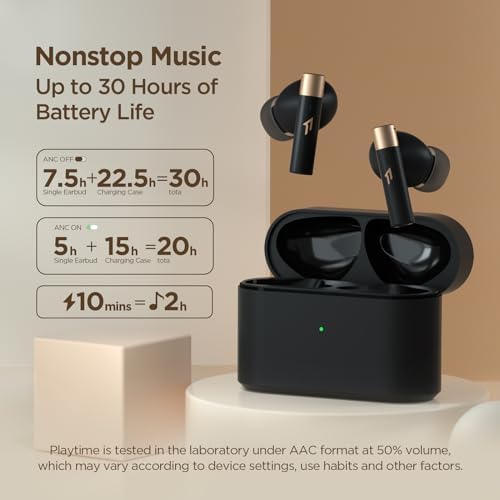 1 MORE Q30 Wireless Earbuds – Advanced 42 d B Active Noise Cancelling with Spatial Audio, Bluetooth 5.3 Connectivity, and Low Latency Gaming Mode for Seamless Audio Experience – 30 Hours Playtime and AI-Enhanced Clear Calling with 6 Microphones – Ultimate Comfort and Durability for Music and Gaming Enthusiasts