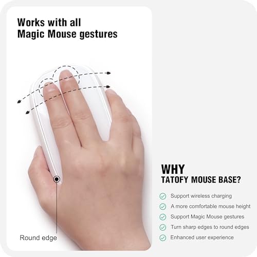 TATOFY Wireless Charger for Magic Mouse 2 – Ergonomic Design with Lightning Compatibility, Fast Charging Base, and Sleek White Finish for Ultimate Comfort and Efficiency in Your Workspace
