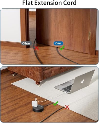 Stylish 25 ft Rose Pink Extension Cord by NTONPOWER – Flat Plug Power Strip with 3 AC Outlets & 2 USB Ports, Versatile Wall Mount Charging Station for Home, Dorm, or Office – ETL Certified for Enhanced Safety and Performance