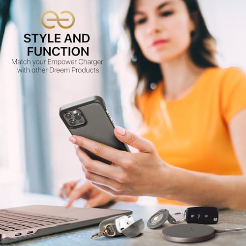 Dreem Empower Magnetic Wireless Charger Pad – High-Speed Mag Safe & Qi-Certified Charging Solution with Premium Vegan Leather Finish in Coffee – Effortless Device Alignment & Enhanced Overheat Protection for a Stylish, Tangle-Free Experience
