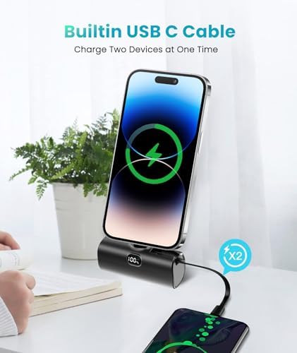 Ultra-Compact Pink 4800 m Ah Power Bank – Sleek Mini Battery Charger with 15 W Fast Charging for i Phone 14/13/12/11/8 & i Pad Air/Mini/Pro – Stylish Portable Charger for Travel & Everyday Use – Enhanced Compatibility for Air Pods Pro I/II