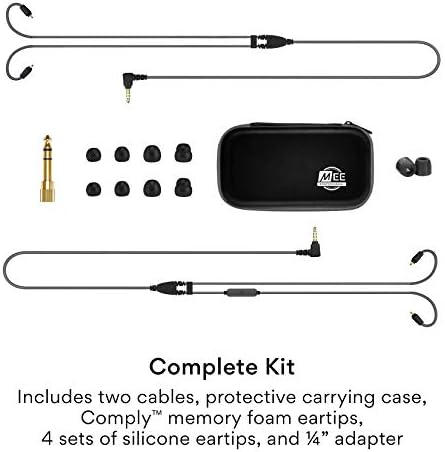 MEE audio MX1 PRO Dynamic Driver In-Ear Monitor Headphones – Professional Quality Sound Isolation Earbuds with Memory Wire Comfort, Detachable Cables, and Transparent Design for Musicians and Audiophiles – Exceptional Audio Clarity for Live Performances and Studio Sessions