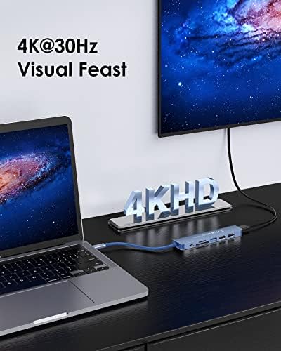 Elevate Your Connectivity with the LENTION USB C Hub: 100 W Fast Charging, 4 K HDMI Output, Dual Card Reader, and Versatile USB 3.0/2.0 Compatibility for Mac Book Pro, Mac Air, Surface, Chromebook, and More – Sleek Space Gray Design for Professionals and Creatives Seeking Enhanced Performance and Productivity