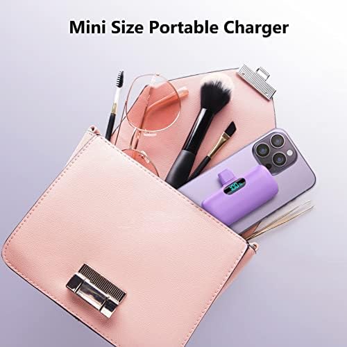 Ultra-Compact 2 Pack Mini Portable Charger 5200 m Ah with PD Fast Charging & LCD Display – Stylish Battery Backup Power Bank for i Phone 14/13/12/XR/7/6 – Your Essential On-the-Go Charging Solution