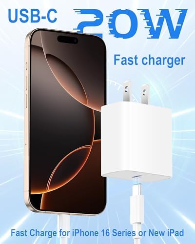 2025 Advanced i Phone 16 e Charger Set – Dual 20 W USB C Wall Adapters with 10 FT Ultra-Long Charging Cable for i Phone 16 Series, i Pad, and More – Unmatched Fast Charging & Enhanced Device Compatibility
