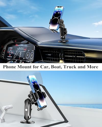 BRCOVAN Anti-Theft Smartphone Mount Holder – Ultimate Vibration Dampening for Secure On-the-Go Use in Cars, Motorcycles & UTVs – Quick 1-Second Lock & Release, Adjustable Aluminum Arm for 5.4-7.2” Devices – Perfect for Navigation and Capturing Stunning Photos