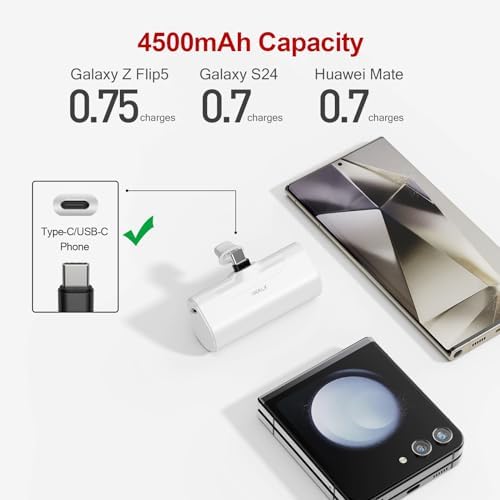 i WALK Compact 4500 m Ah USB-C Power Bank – Ultra-Lightweight Portable Charger for i Phone 16/15, Samsung Galaxy S25/S24/S23, and More – Fast Charging, Versatile Compatibility, Stylish Purple Design for On-the-Go Power Solutions