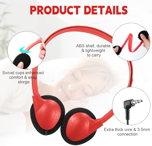 Transform Your Classroom Audio with Konohan 30 Pack Kids Headphones – Adjustable Wired Headset for Enhanced Learning, Lightweight Comfort, and Durable Design for All Ages – Perfect for Educational Use with 3.5 mm Jack Compatibility