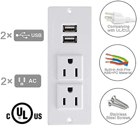 Recessed USB C Power Station for Fast Charging: 2 Outlets & 2 USB Ports (PD20 W & QC18 W) – Space-Saving Desktop Power Strip with Flat Plug for Easy Mounting on Desks, Sofas, Cabinets, and Nightstands (Sleek Black Finish) – Optimal Power Supply Solution for Home & Office Use