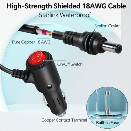 Starlink Mini Power Cable – 3 M/9.8 FT USB C to DC Power Cable with 18 AWG Copper Wire, Waterproof Design for Ultimate Durability, Compatible with 100 W+ Power Banks & 20 V PD Chargers – Fast Charging & Enhanced Connectivity Solutions for Outdoor Use