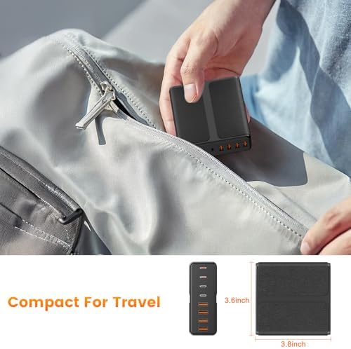 320 W USB-C Charging Hub – 8-Port Power Station with PD 65 W Fast Charging for Mac Book, Dell, i Pad, i Phone & Samsung – Compact Multi-Device Charger for Effortless On-the-Go Power Solutions