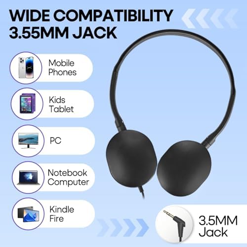 Bulk Headphones for Kids 12 Pack – Premium Wired Earphones with Superior HD Sound Quality for Classroom Learning and Play, Mixed Colors for Inclusive Use, Compatible with 3.5 mm Devices – Essential Audio Gear for Educational Environments