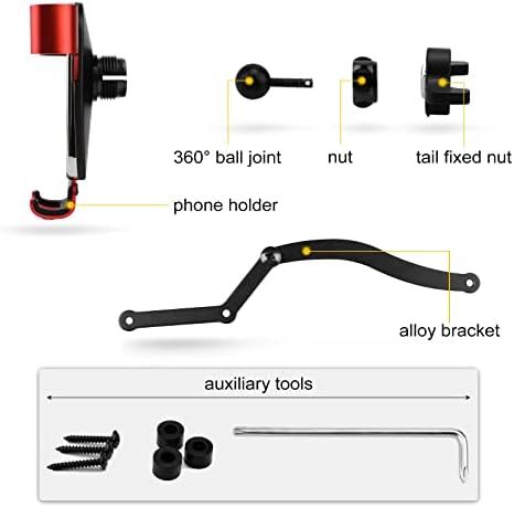 KUNGKIC Aluminum Car Cradle for Mini Cooper R50 R52 R53 – Versatile Rotatable Phone Holder with Foldable Design, Fits 3.5-5.5 Inch Smartphones – Stylish Red Interior Accessory for Enhanced Driving Experience and Safety