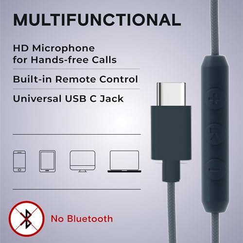 ARTIX CL750 USB C Wired Headphones – Superior Noise-Isolating On-Ear Earphones with Built-In Mic & Volume Control for i Phone 15-16 & Samsung Devices – Effortless Plug-and-Play Setup with Enhanced Comfort and Exceptional Sound Quality