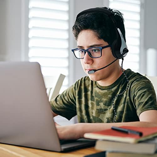 Avid AE-36 White Headset with Adjustable Boom Microphone – Ultimate Classroom Audio Solution for Students and Educators, Compatible with Tablets, Lightweight Design for Extended Use, Superior Sound Clarity for Testing and Assessments