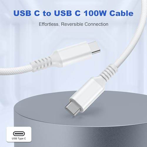 Basesailor 10 ft USB C to USB C Power Delivery Charging Cable – 100 W Fast Charger for i Phone 16/15 Pro Max, Mac Book, i Pad Air 4/5, Mini 6, and Samsung Galaxy S22/S23/S24/S25 – Durable 2 Pack for Enhanced Speed and Efficiency