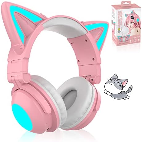 Cat Ear Bluetooth Headphones – Lightweight Over-Ear Gaming Headset with RGB Lighting for Kids & Adults, Unmatched Comfort for Gaming, Music & Calls, Seamless Wireless Connectivity with i Phone, i Pad, Laptop & PC, High-Quality Sound for Immersive Listening Experiences
