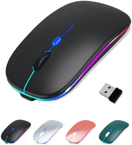 Ultimate Wireless Bluetooth Mouse for i Pad, Mac Book Pro, Air, and PCs – Rechargeable Silent Design for Productivity on the Go – Portable Slim Dual Mode Mouse with LED Indicators and Universal Compatibility