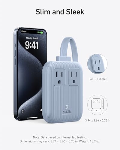 Anker Nano 67 W 6-in-1 USB-C Power Strip: Eco-Friendly Flat Plug Charging Station with Dual AC Outlets, USB-A & USB-C Ports for Fast Charging – Ideal for i Phone 16/15 and Mac Book Users, Perfect for Home & Office Efficiency