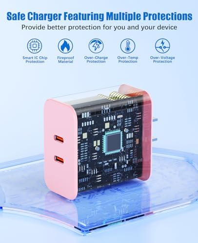 Ultra-Fast 40 W Dual-Port USB-C Charger with 4 Premium 6 FT Cables | Perfect for i Phone 16/15 Pro Max, i Pad Pro & Samsung S24 | Compact, Travel-Ready Design for Effortless Charging | Experience Rapid Power Delivery & Versatile Compatibility for All Devices