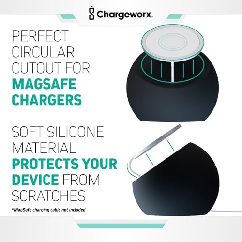 Magnetic Charging Stand, Premium Spherical Silicone Phone Stand, Wireless and Portable, Compatible with MagSafe iPhone 16/15/14/13/12 Series and MagSafe Chargers, Black – Enhanced Compatibility and Speed
