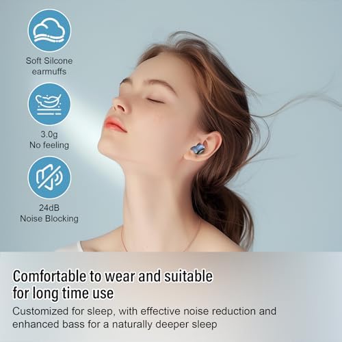 Ultra-Comfort Sleep Earbuds with Advanced Bluetooth 5.4 – Perfectly Designed for Side Sleepers, 47 Hours of Uninterrupted Playtime, Ideal for Meditation, Travel, and Relaxation, Premium Sound Quality & Ergonomic Fit for Ultimate Comfort