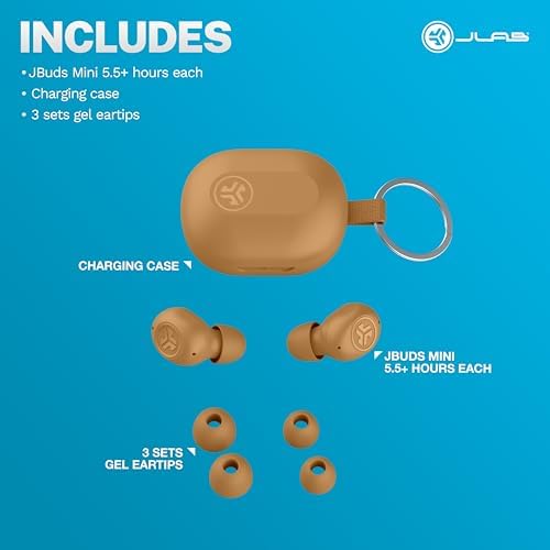 JLab JBuds Mini Tones True Wireless Earbuds – Ultra-Lightweight Bluetooth Earbuds with IP55 Sweat & Dust Resistance, Seamless Multipoint Connectivity for Effortless Device Switching, Enhanced Be Aware Audio for Safety, and Customizable EQ Modes for Superior Sound and Clear Calls, Ideal for Active Lifestyles and Everyday Adventures