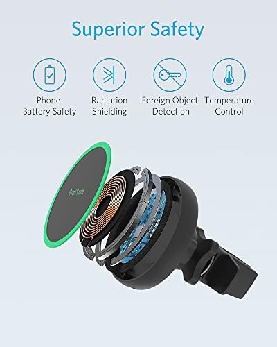 Magnetic Wireless Car Charger Mount for i Phone 15/14/13 – Fast 15 W Charging Air Vent Holder with Secure Mag Safe Compatibility – Effortless Hands-Free Navigation and Sleek Design for Ultimate Driving Convenience – Premium Safety Features and Easy Installation