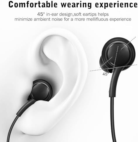 Urban X OEM 2021 Stereo Headphones for Samsung Galaxy S20 Ultra 5 G – Durable Braided Cable with Inline Microphone, USB-C Connectivity, Stylish Black Design, Enhanced Sound Quality, US Version with Warranty for Ultimate Audio Experience